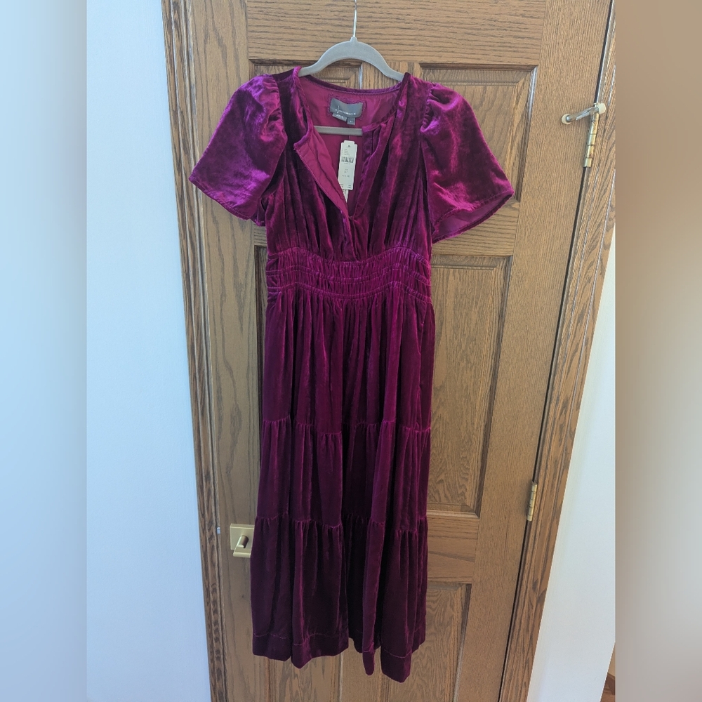 Magenta Velvet Anthropologie Somerset Dress